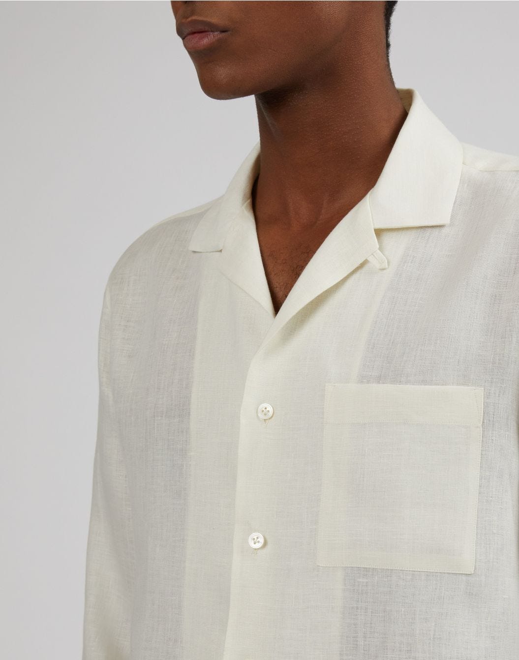 Camicia beige in tela di lino