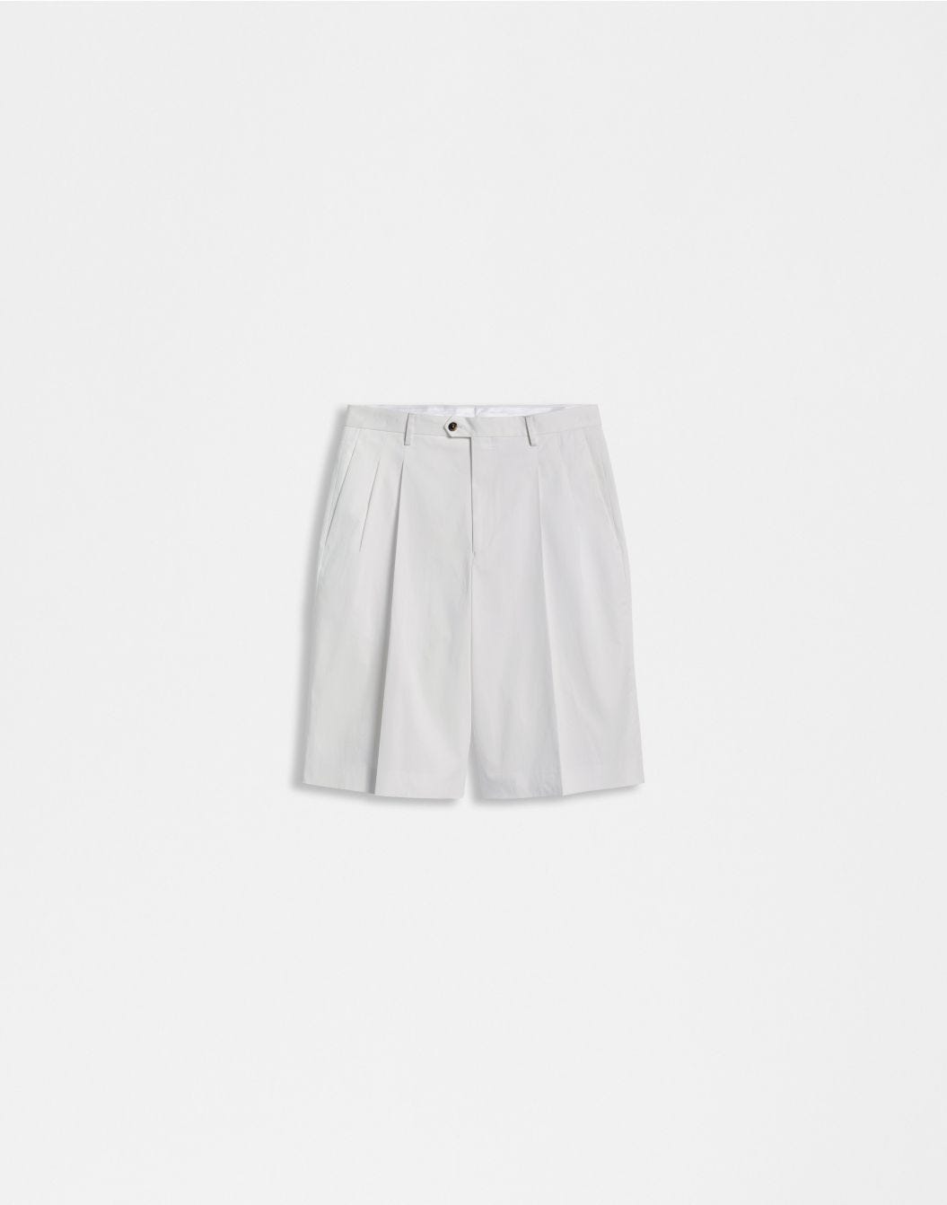 White stretch satin cotton comfortable short Bermuda shorts