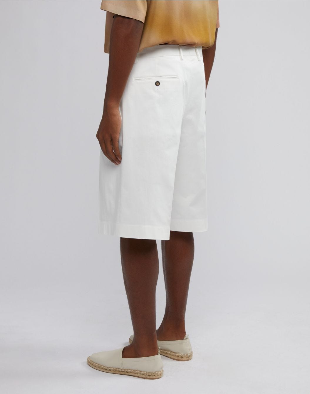 White stretch satin cotton comfortable short Bermuda shorts