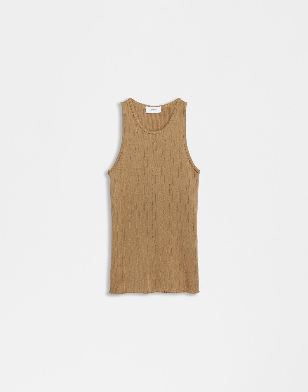 Beige knitted vest with ribbing