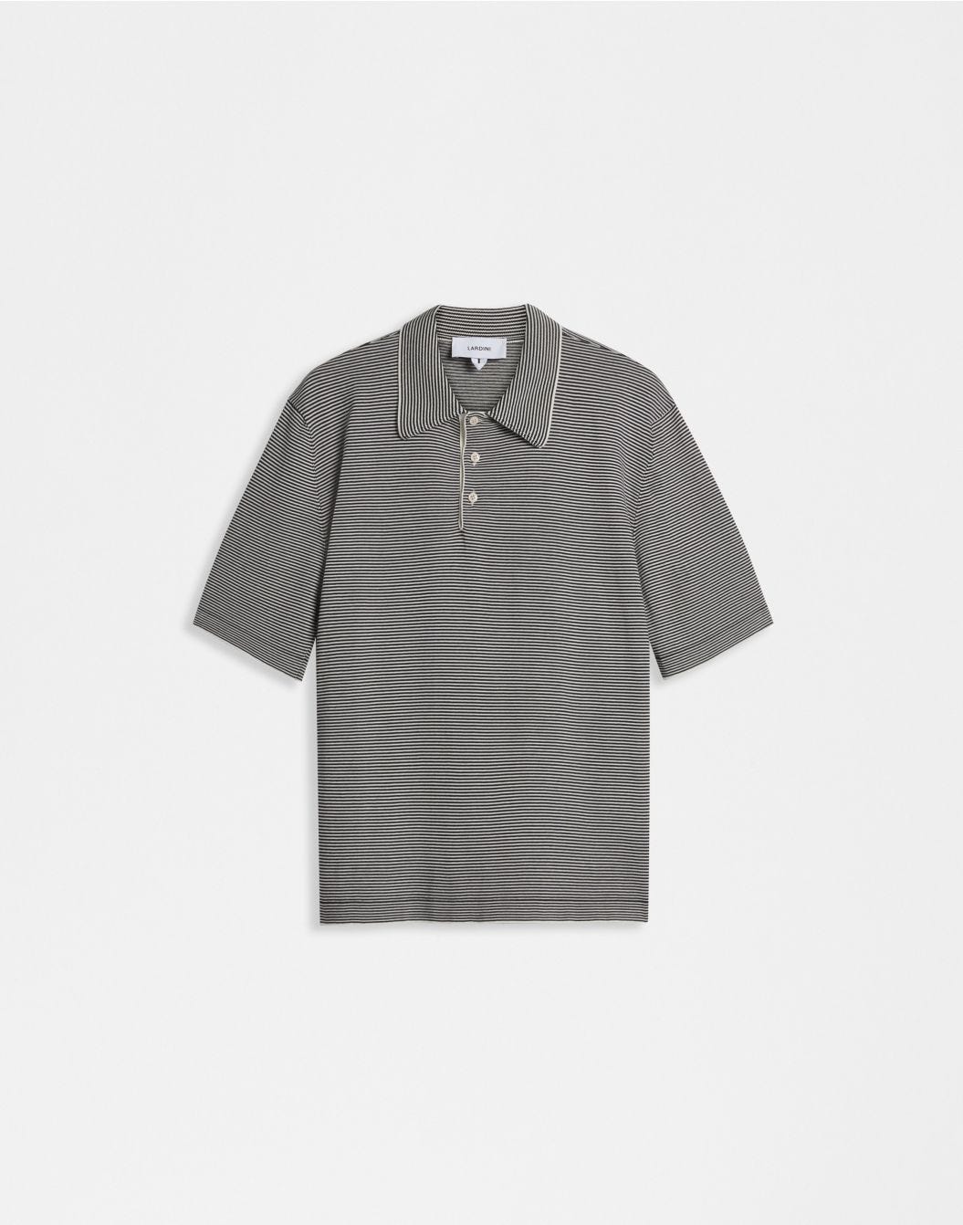 Two-tone jacquard cotton crêpe polo shirt