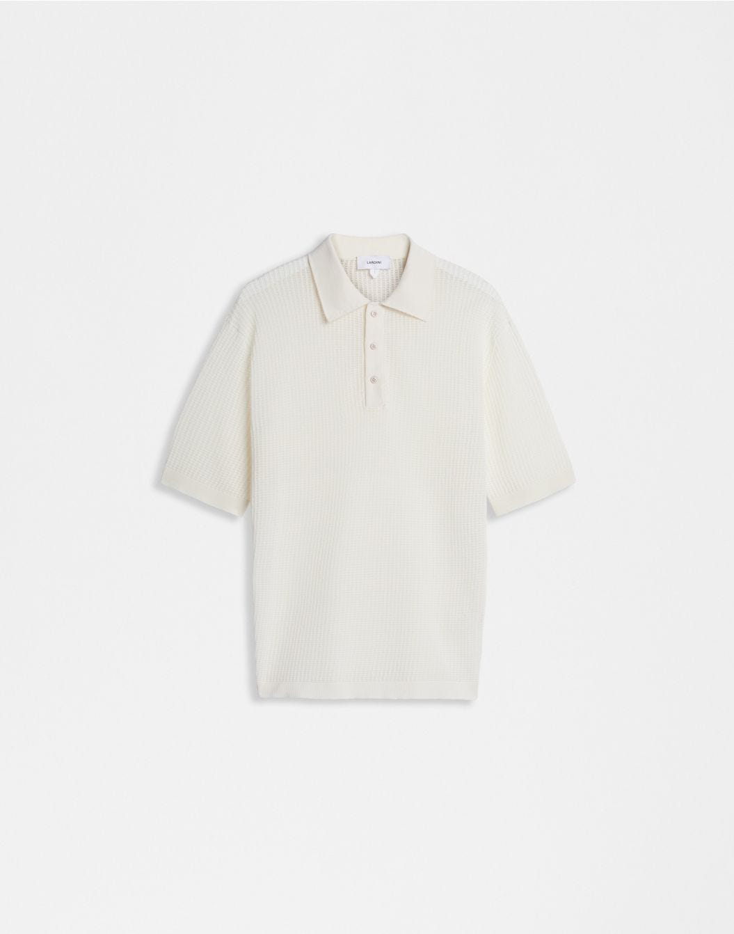 White polo shirt with an openwork knit