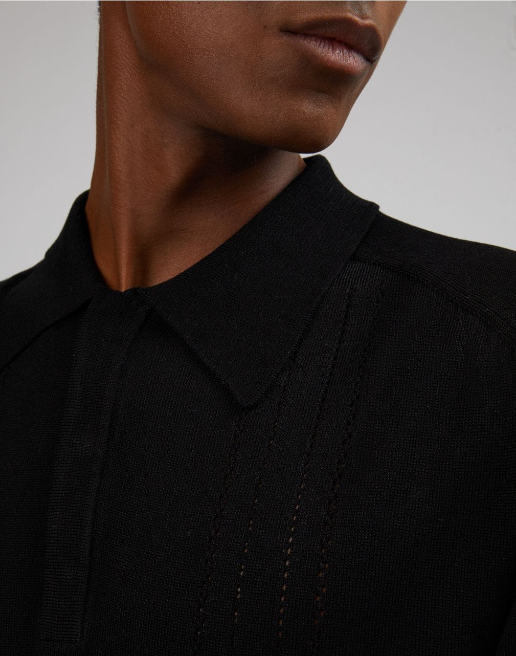 Black long-sleeved polo shirt