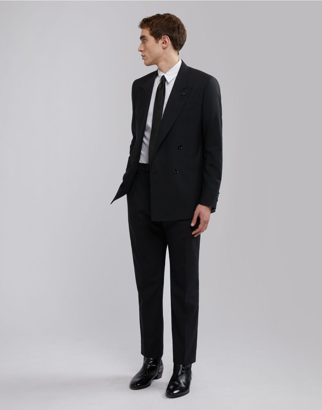 Black trousers with contrasting pinstripes