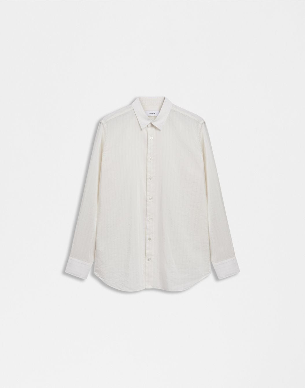 Chemise blanche avec col italien en tissu voile