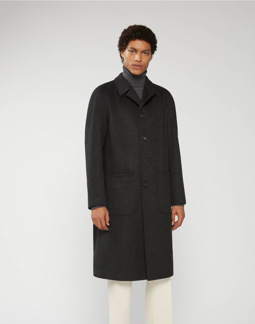 Oversized coat in camel-brown wool