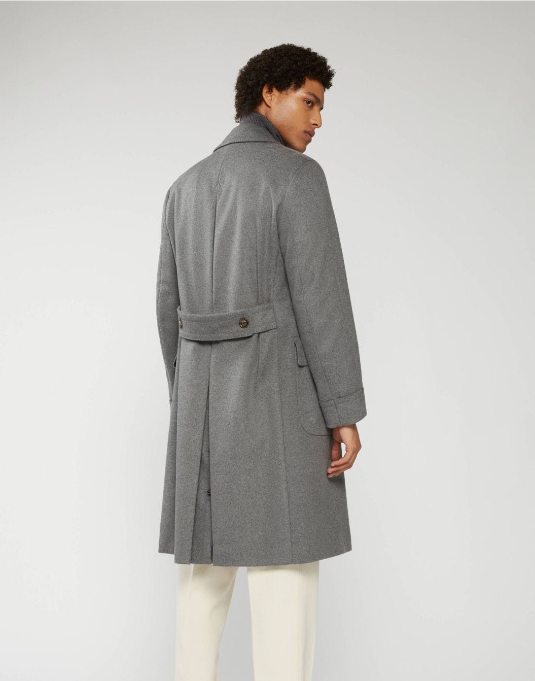 Double-breasted Ulster coat with martingale in black cashmere