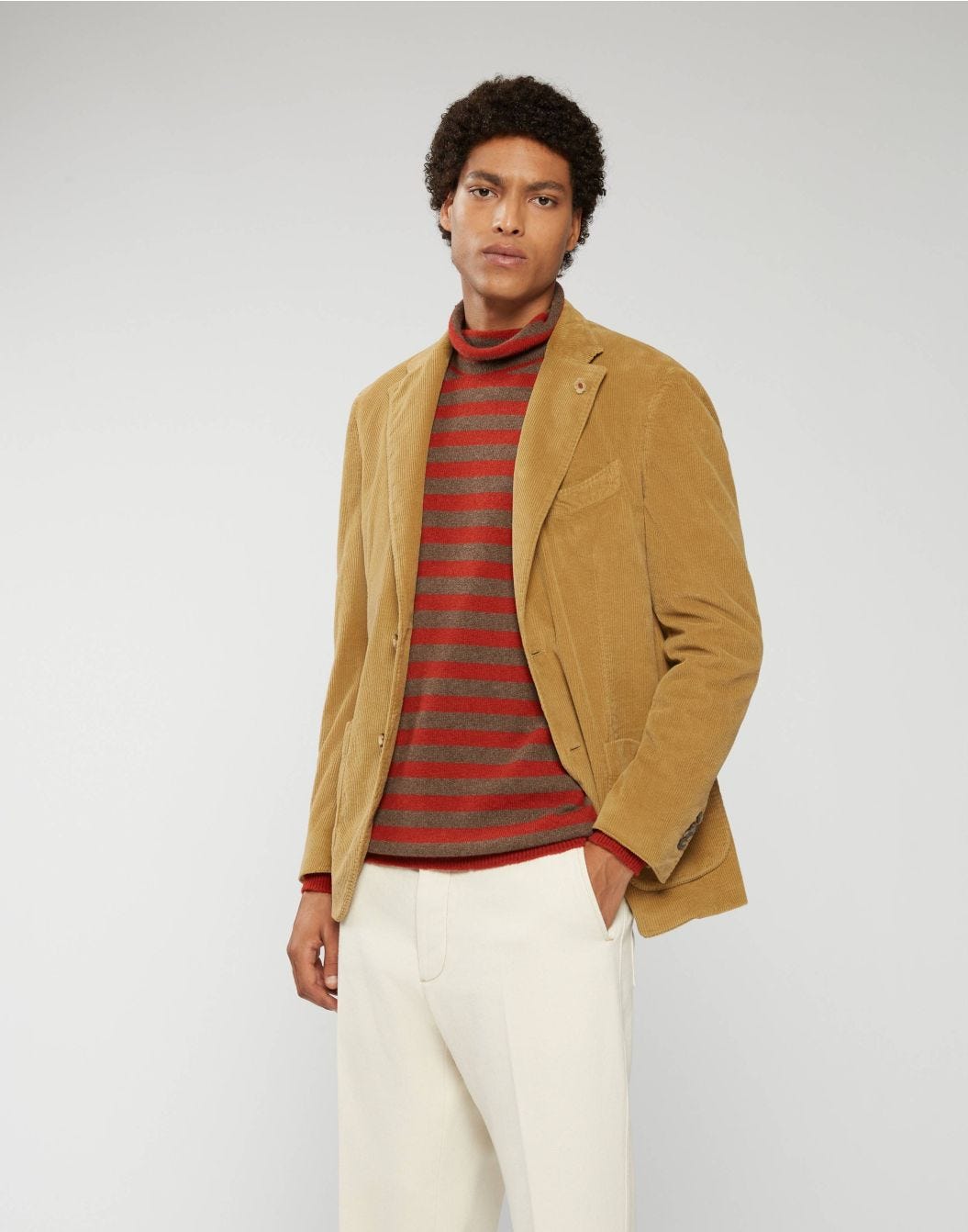 Jacket in camel-brown corduroy - Supersoft