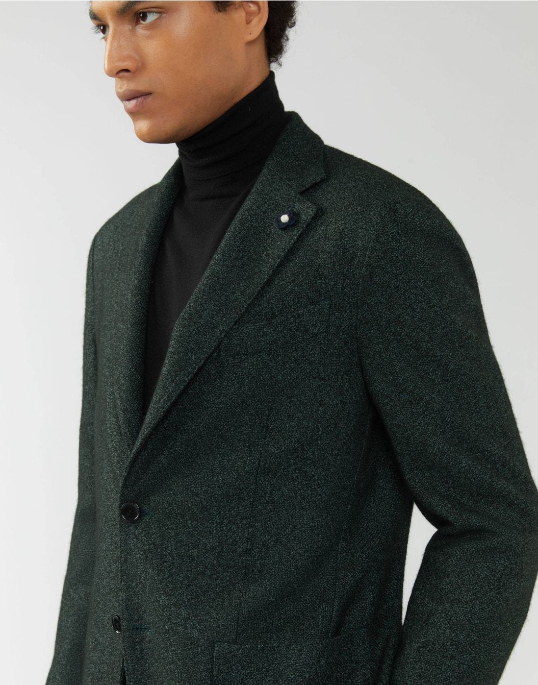 Black-and-green jacket in cashmere and silk - Supersoft