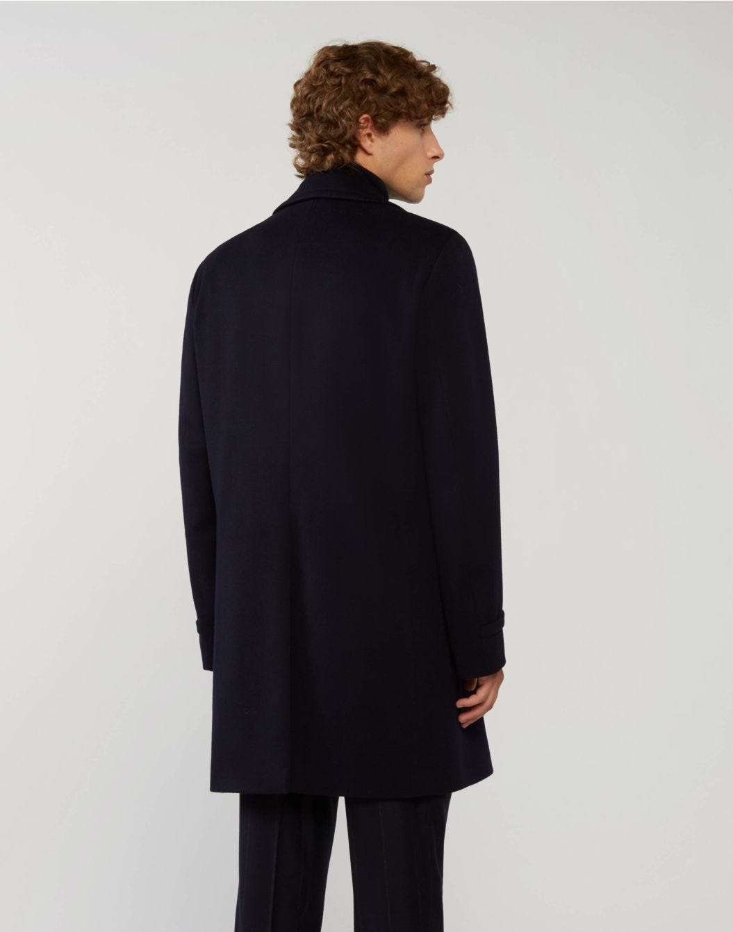 Blue double-breasted coat in wool - Kosmo