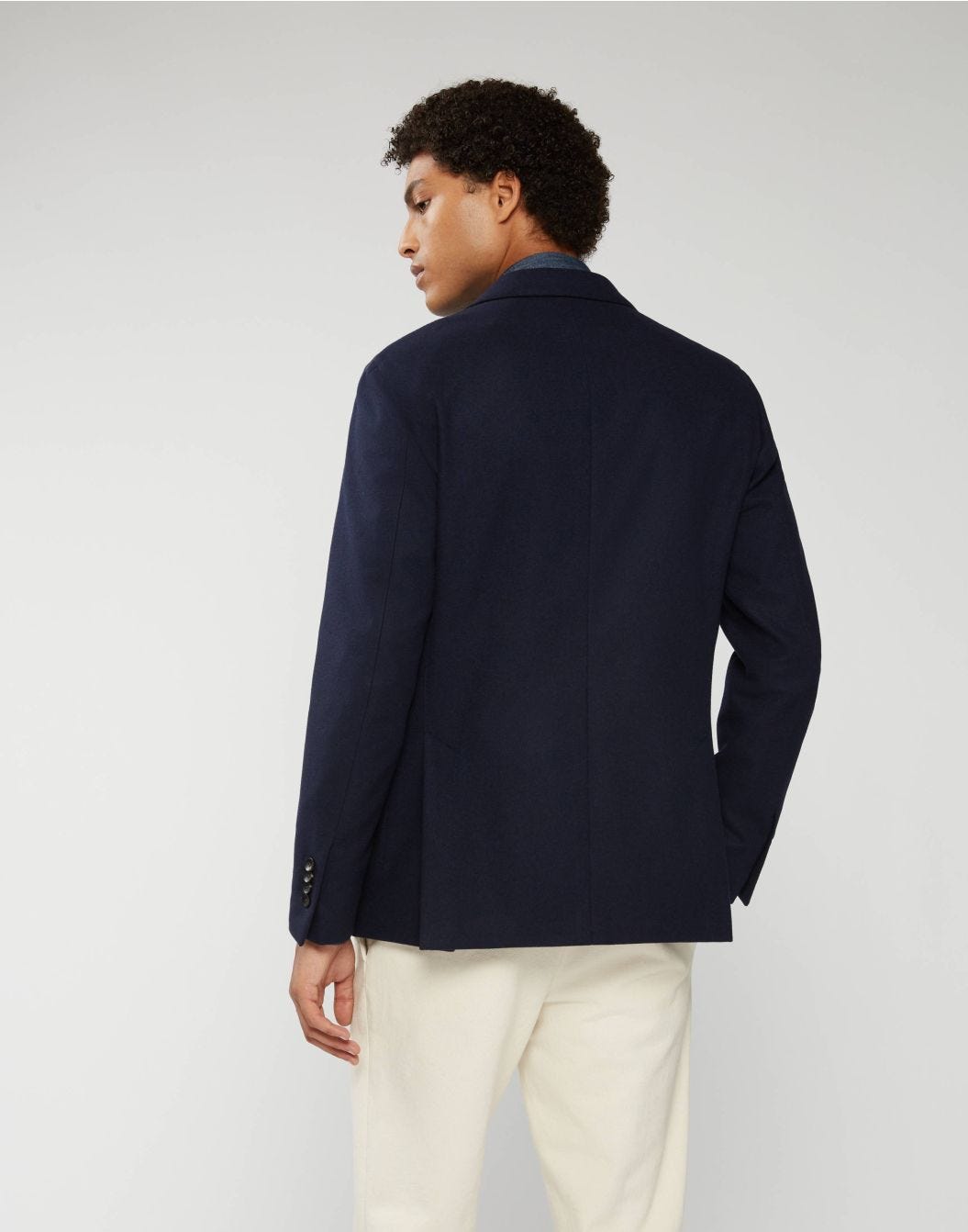 Blue single-breasted cashmere jacket - Special Line