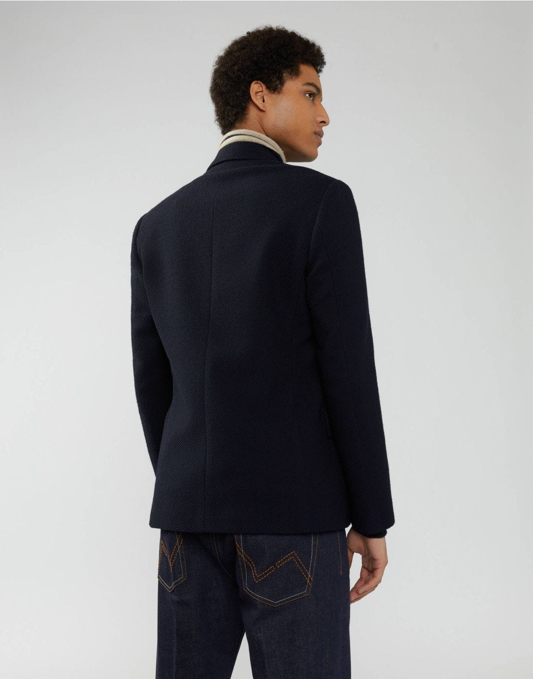 Double-breasted blue jacket in Mowear fabric – Attitude