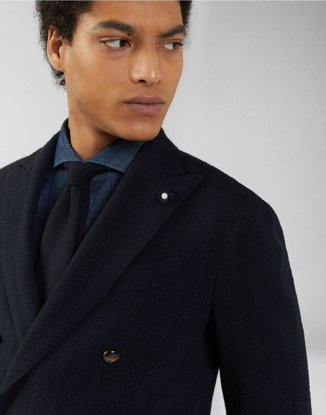 Double-breasted jacket in Mowear fabric from the Easy range