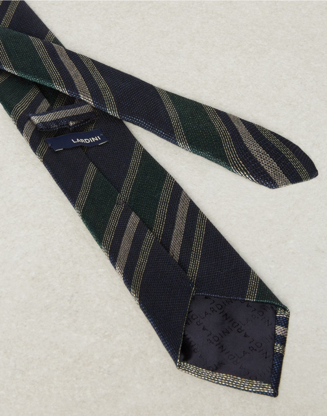 Regimental tie in a blue, green and beige colourway