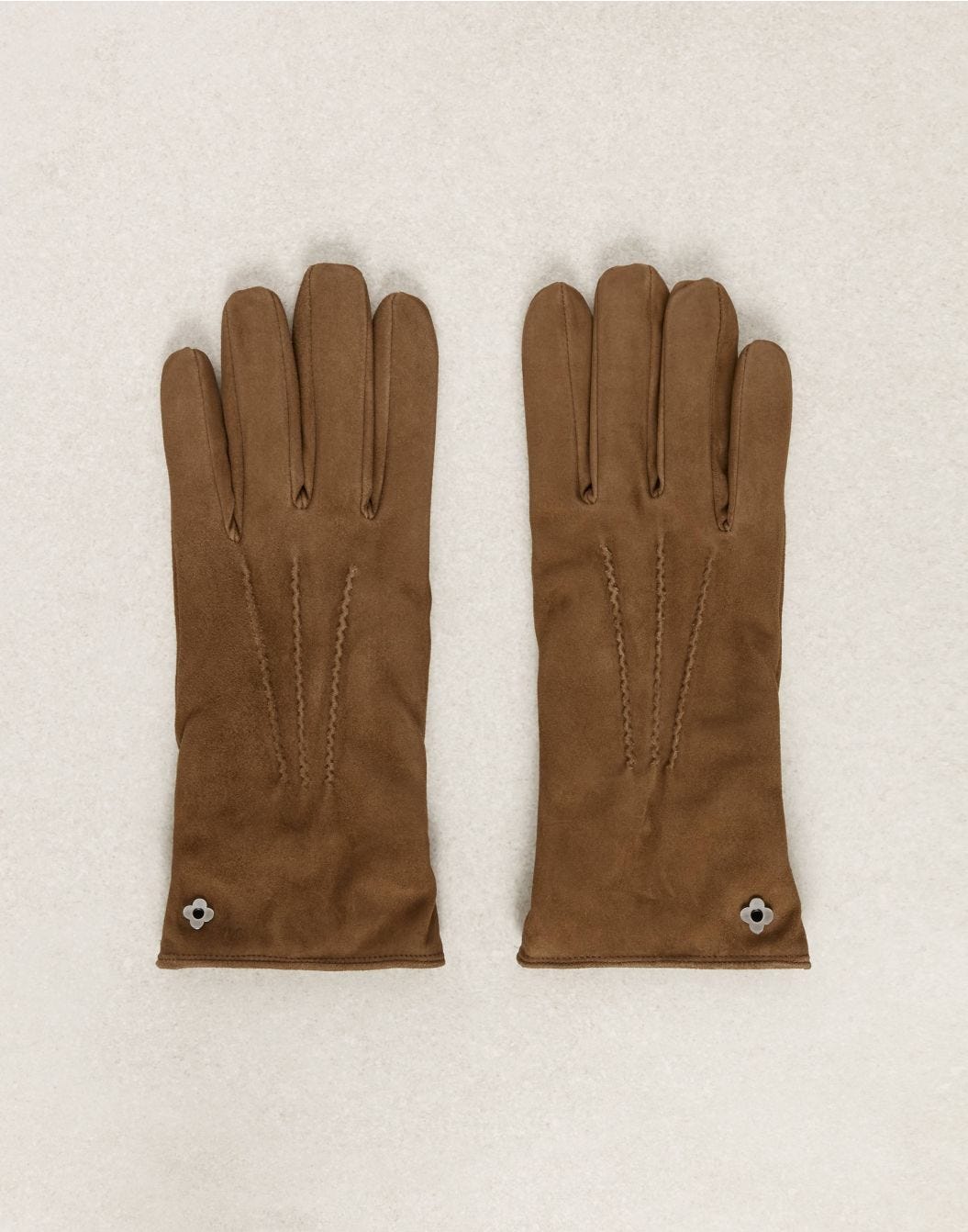 Gloves in hazelnut-brown suede and cashmere