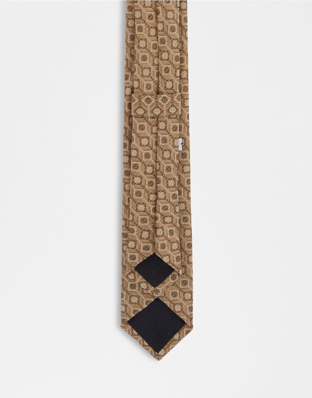 Cravatta in seta e lana con stampa geometrica