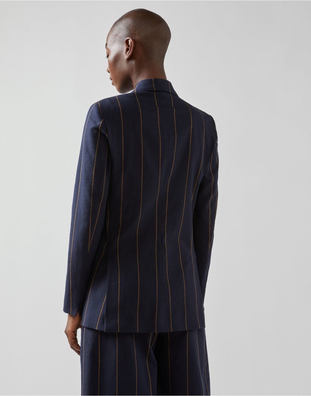 Striped cotton double-breasted jacket