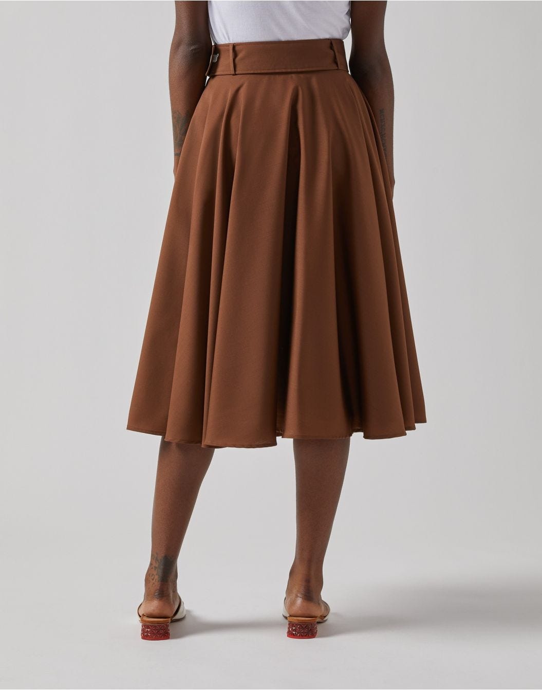 Wool cloth midi skirt