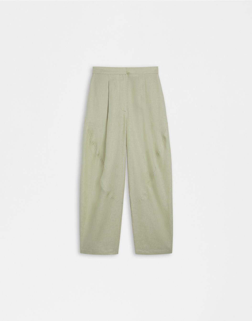 Pantalon ample à la taille basse en toile de lin verte
