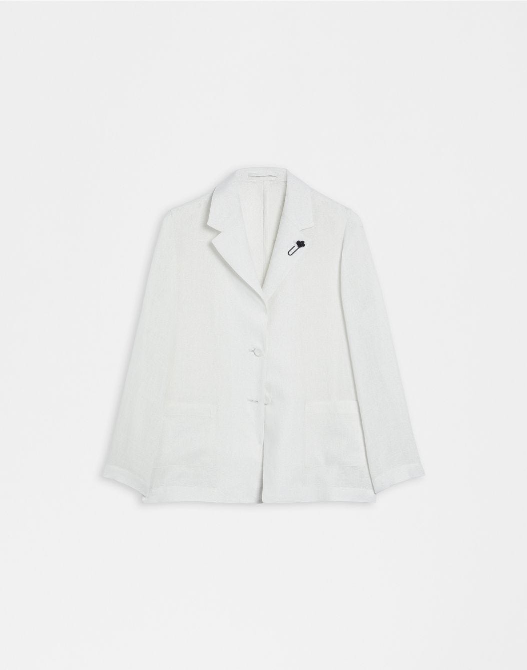 White and silver lurex linen single-breasted jacket
