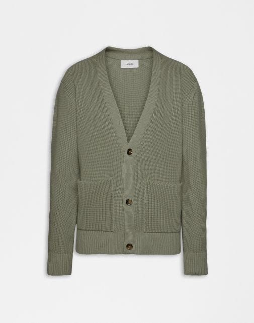 Cardigan couleur vert sauge en coton biologique