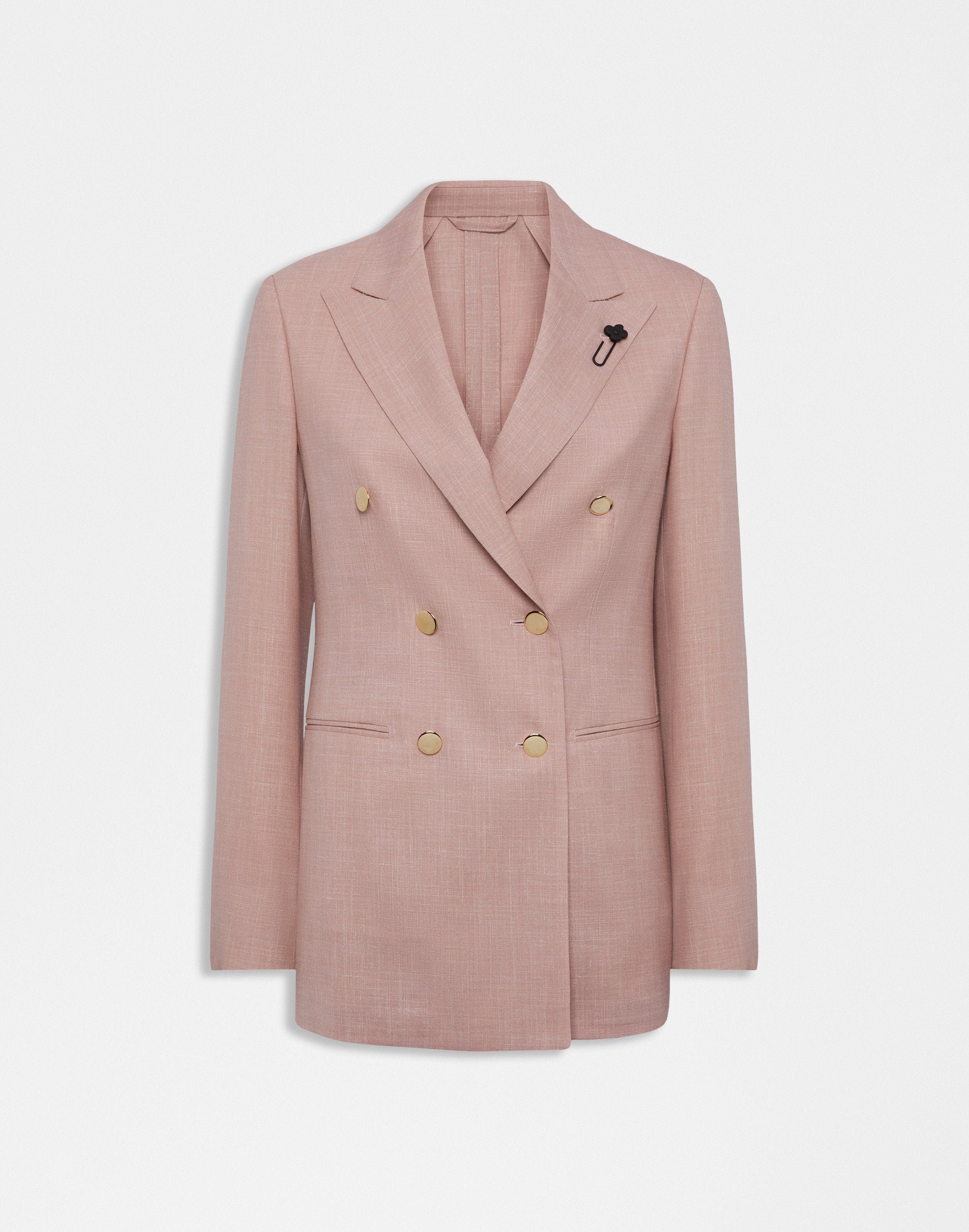 アウターその他 LARDINI Double-breasted wool, silklinen blazer Pink Twill Linen Double-breasted Jacket