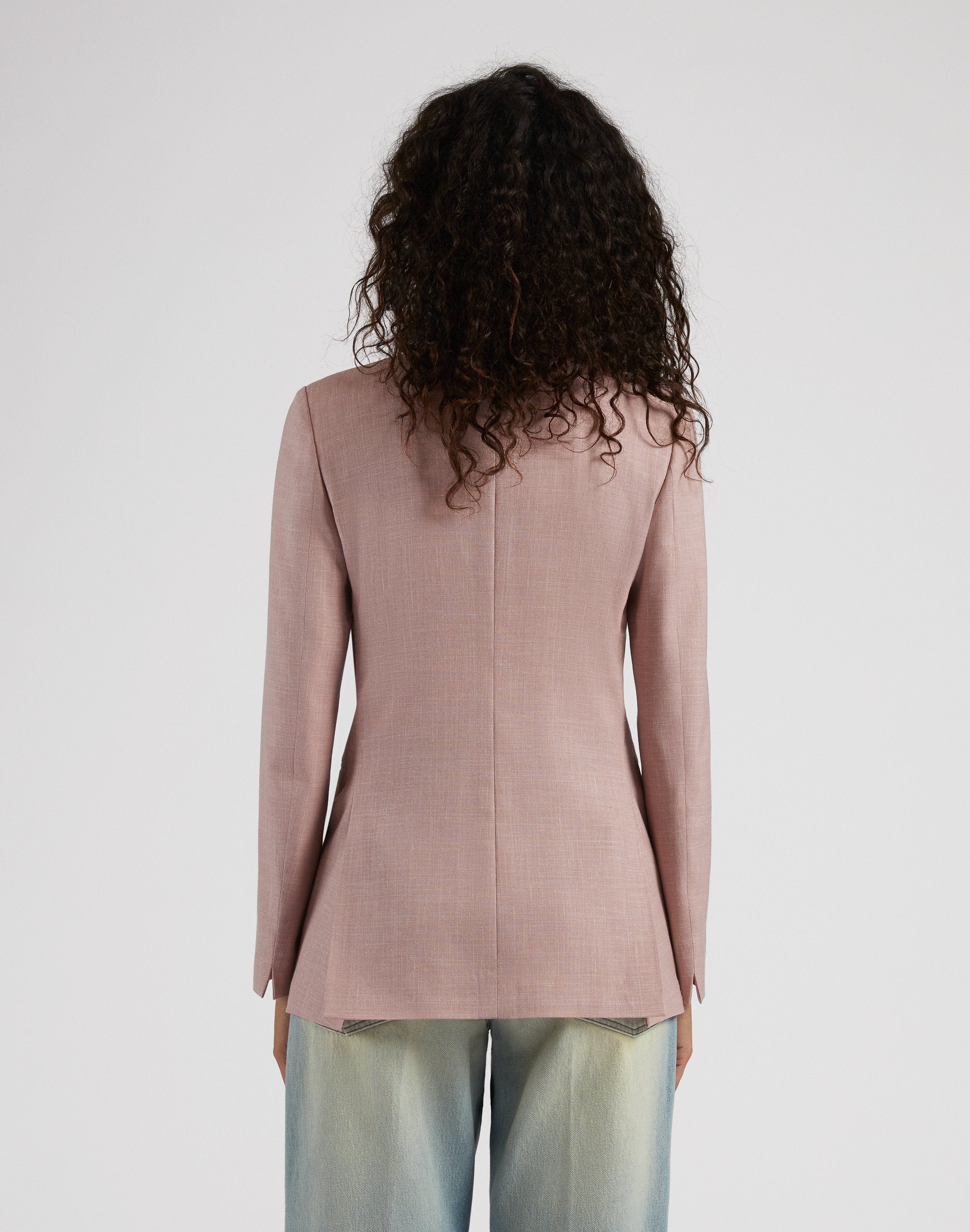 Pink Twill Linen Double-breasted Jacket
