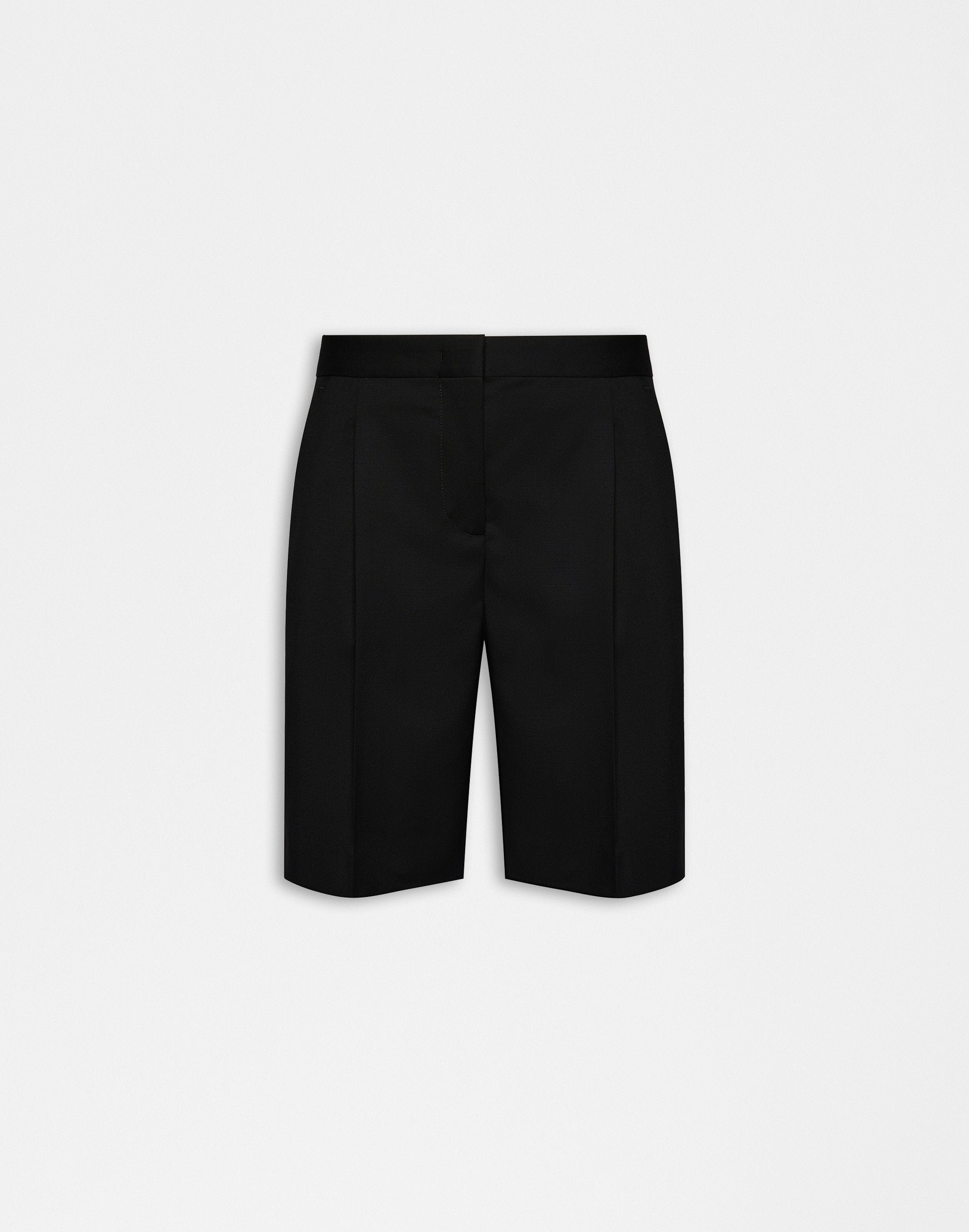 パンツ LARDINI Women Shorts  Burmudas P5BENIXESD64815 999 Black Black Stretch Wool Bermuda Shorts with Wide Legs
