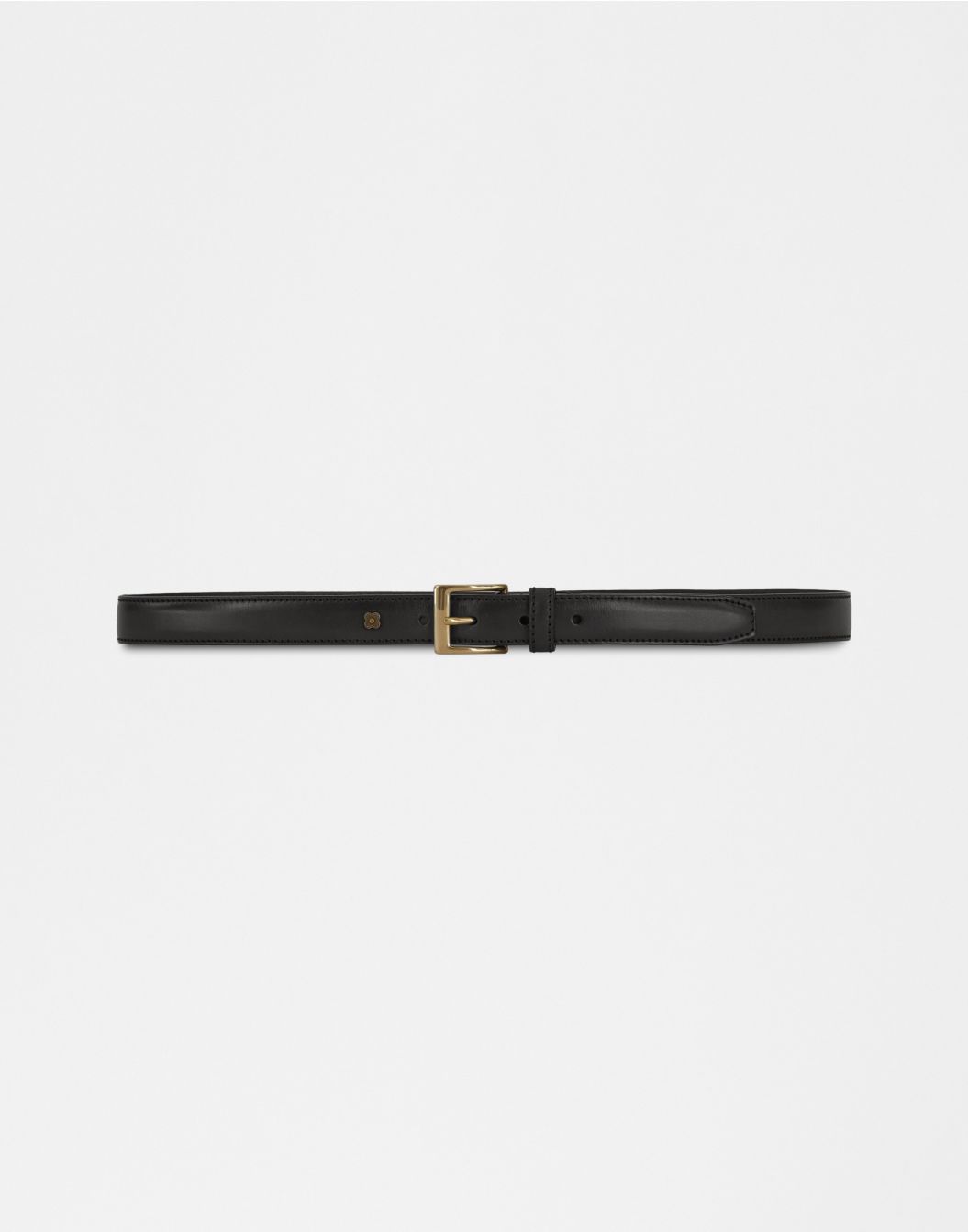 Cintura in pelle nera con fibbia in ottone