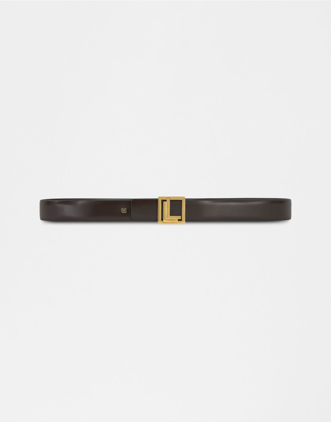 Cintura in pelle marrone con fibbia in ottone