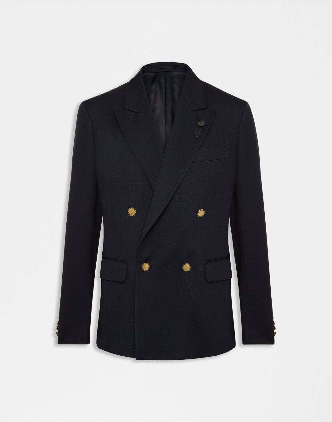 Blaue doppelreihige Jacke