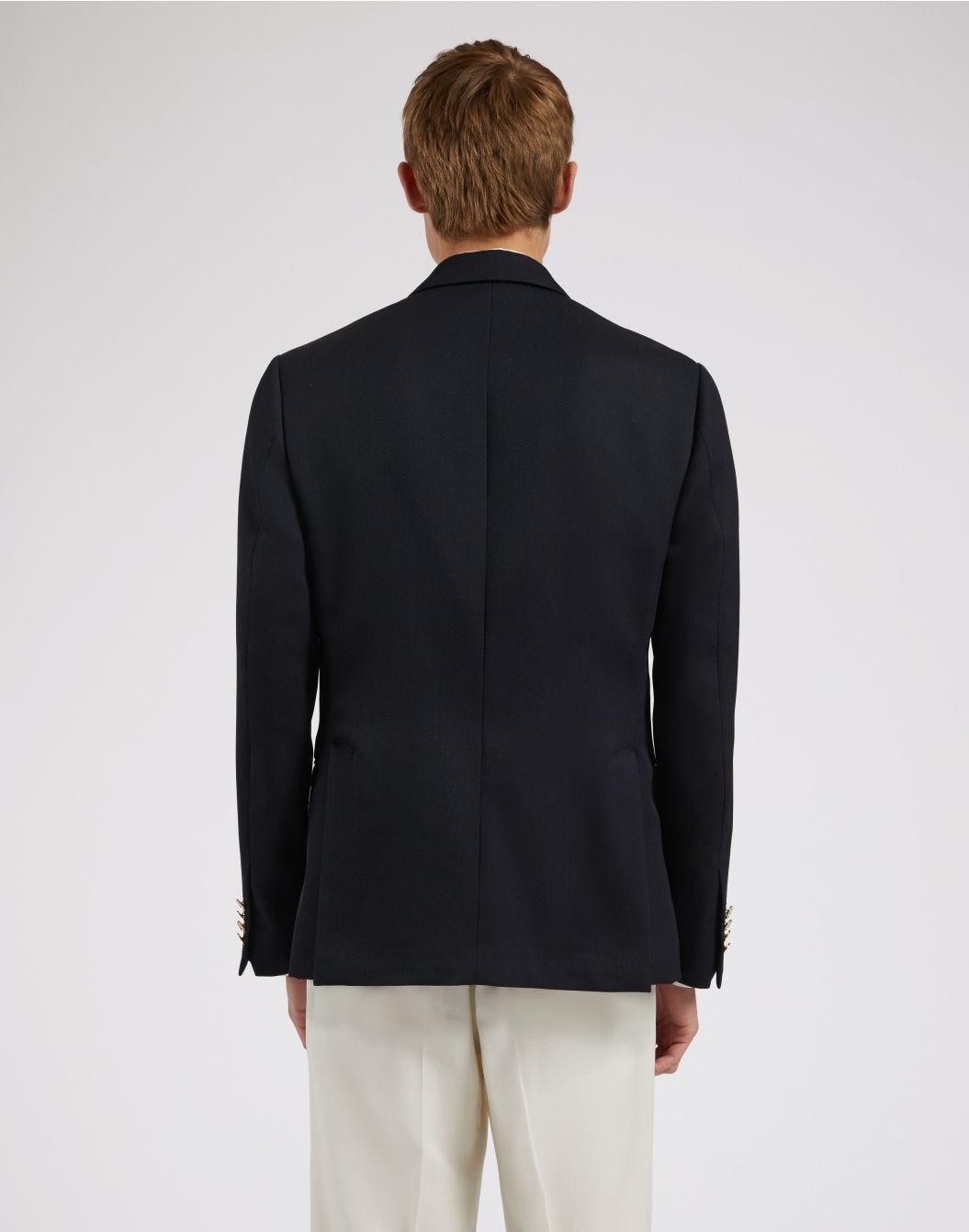 Blaue doppelreihige Jacke