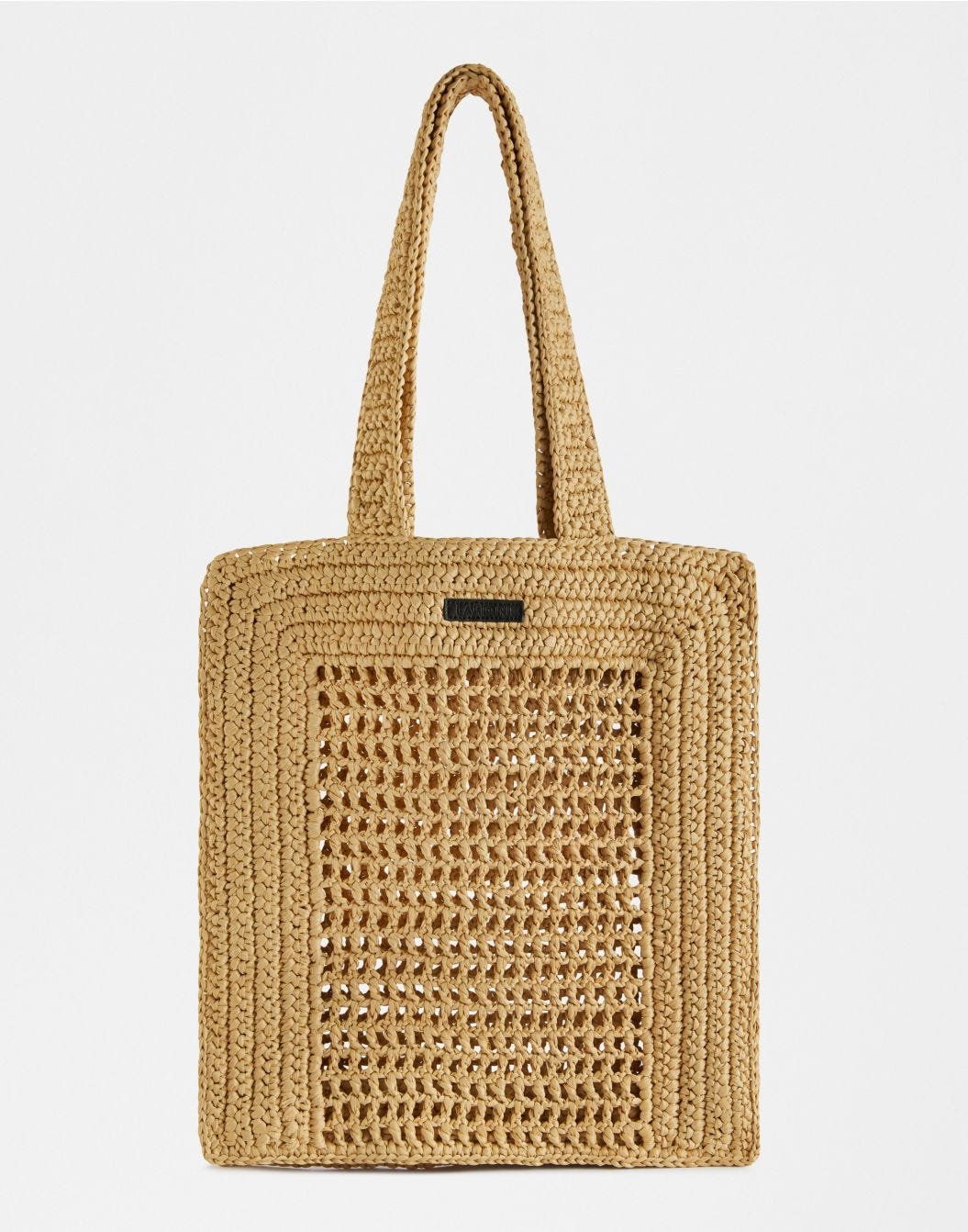 Sac Shopping Beige Tressé en Viscose