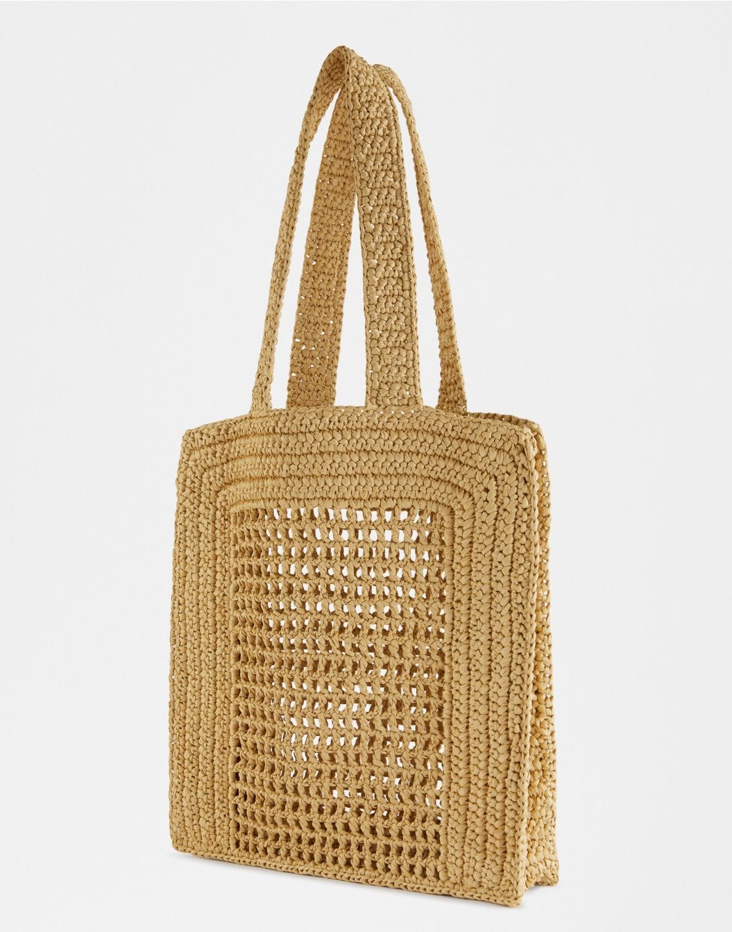 Sac Shopping Beige Tressé en Viscose