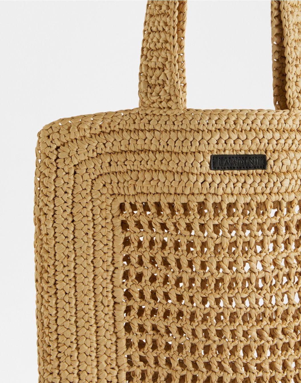 Sac Shopping Beige Tressé en Viscose
