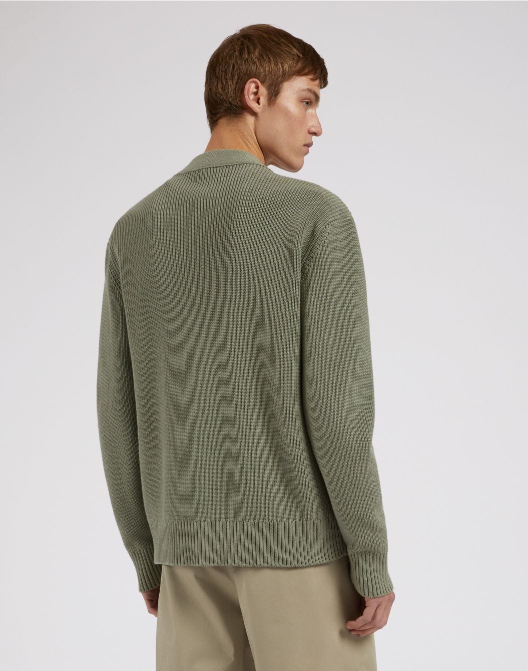 Cardigan couleur vert sauge en coton biologique