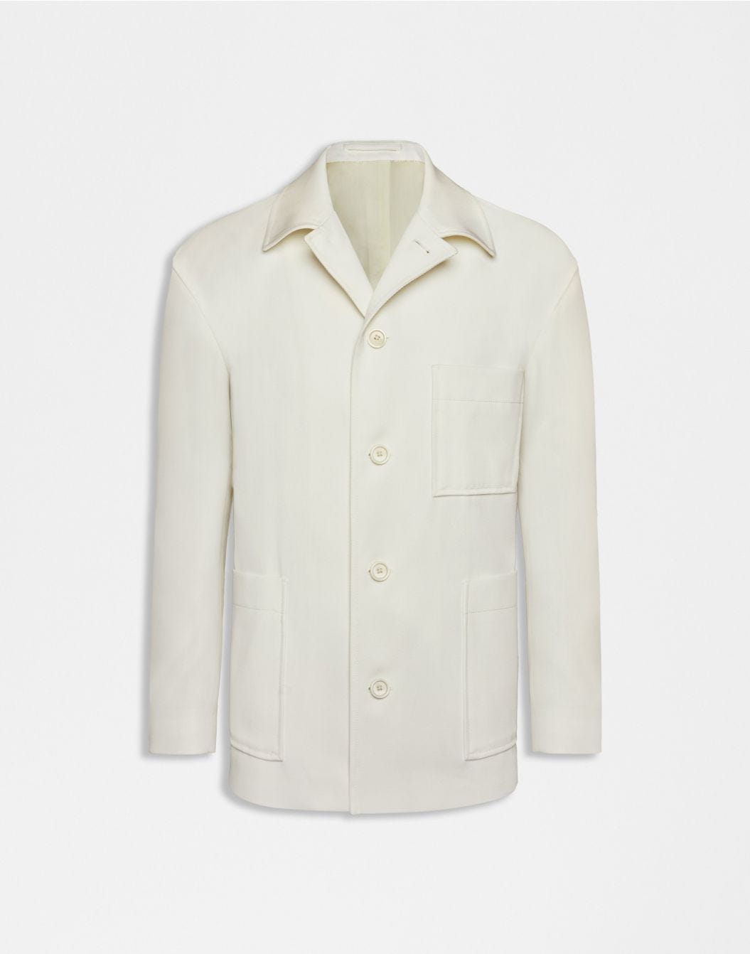 Blazer camicia monopetto in crepe covert natural stretch color panna