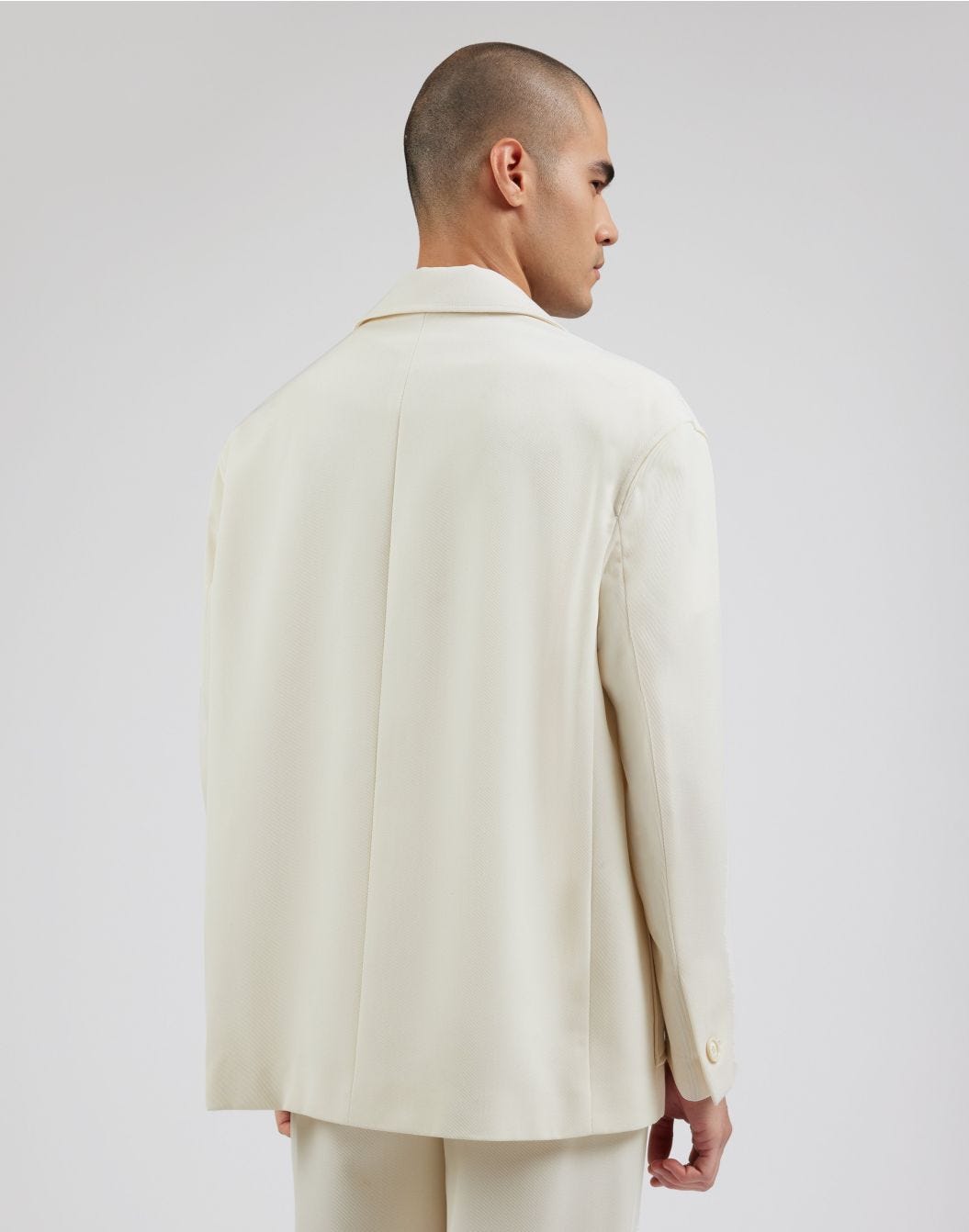 Blazer camicia monopetto in crepe covert natural stretch color panna