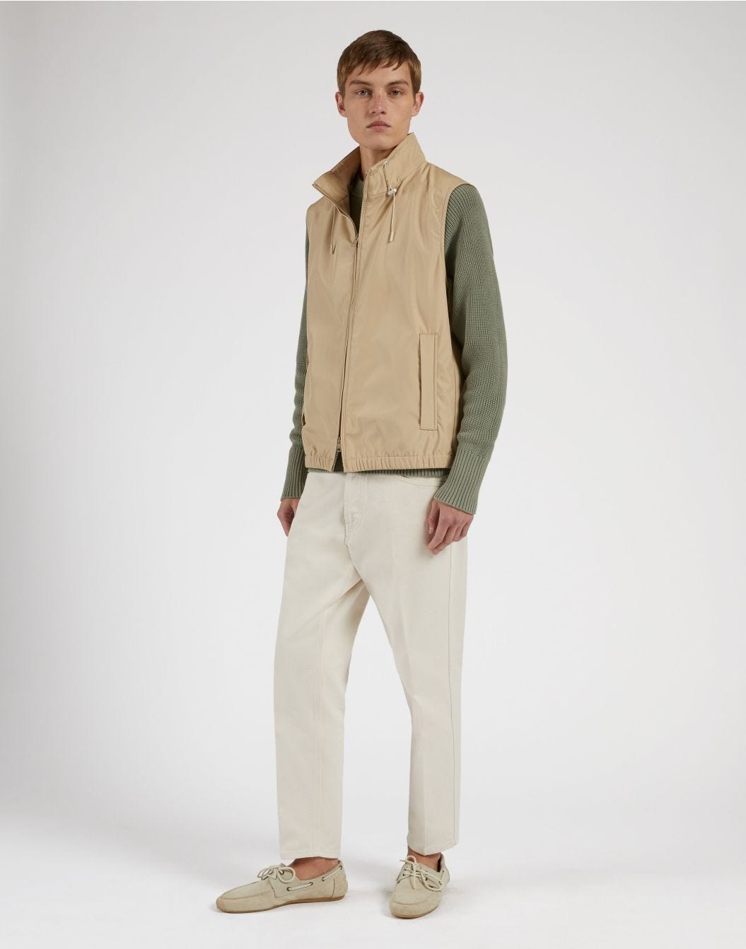 Gilet beige en tissu technique déperlant