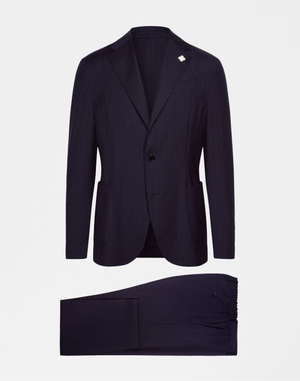 Easy Wear men’s dark blue pinstripe suit