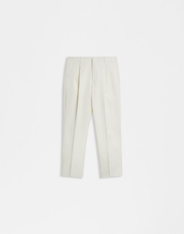 Pantalone beige in drill di cotone stretch