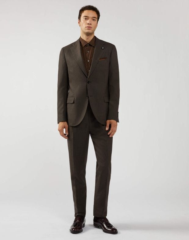 Elegant flannel suit in brown -Special Line