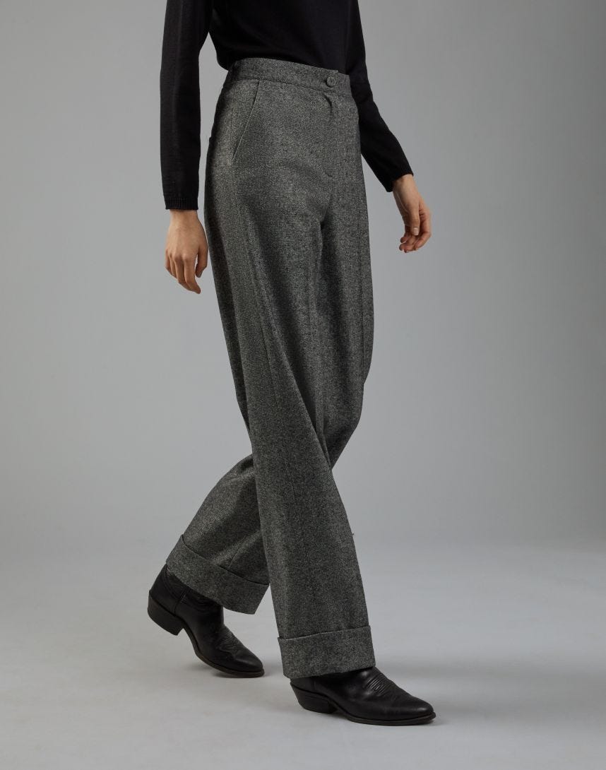 Pants in salt-and-pepper stretch wool