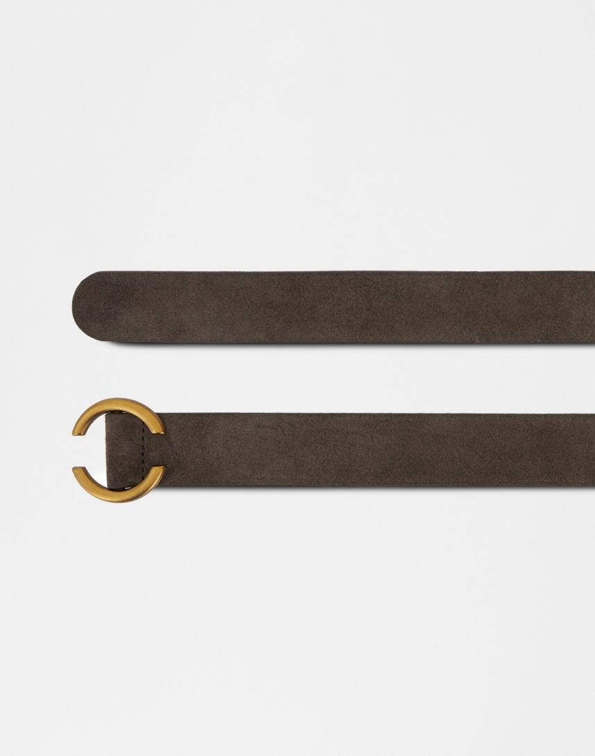 Brown split calfskin leather belt