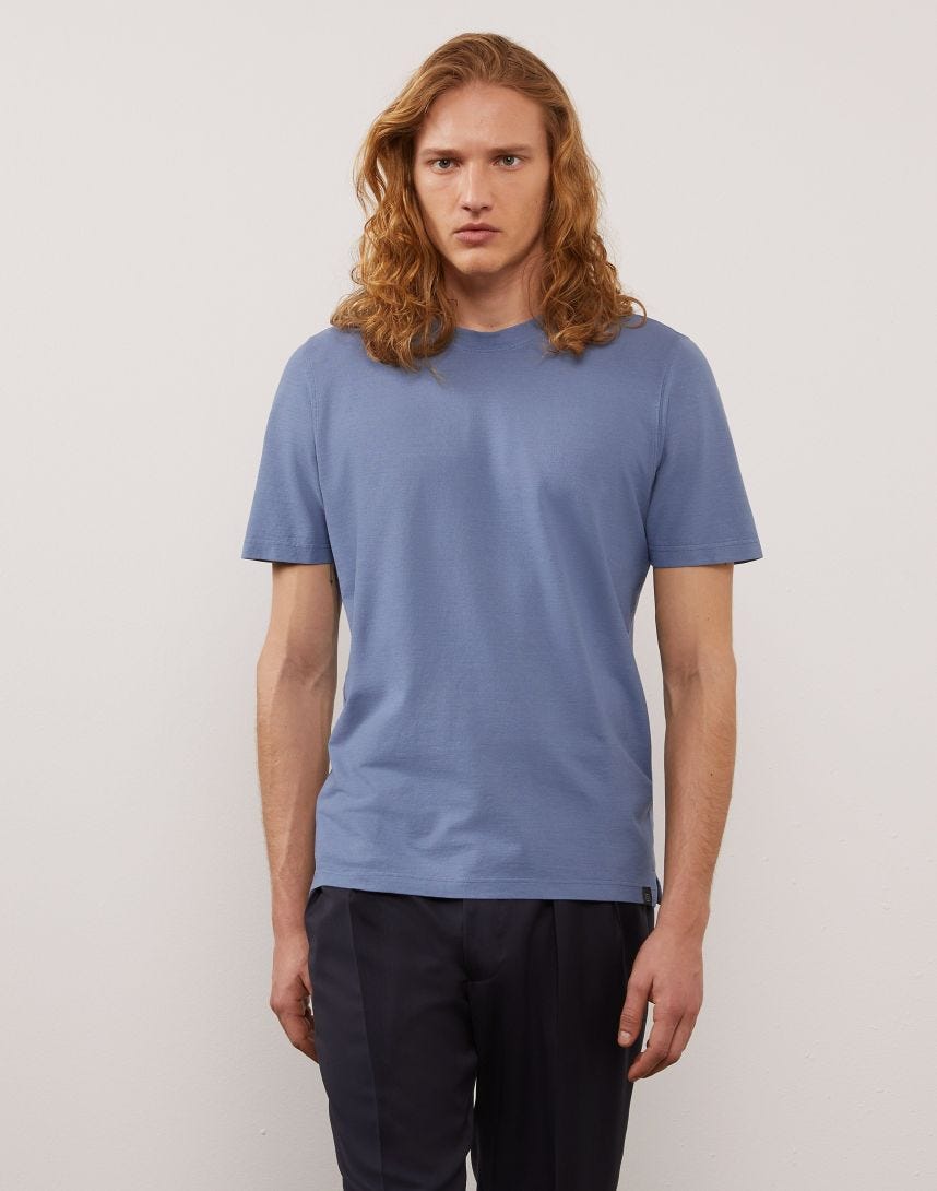 Light blue crêpe jersey T-shirt