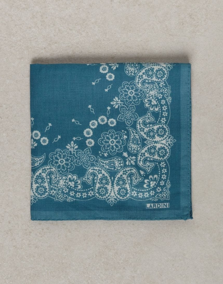 Light blue linen and cotton pocket square