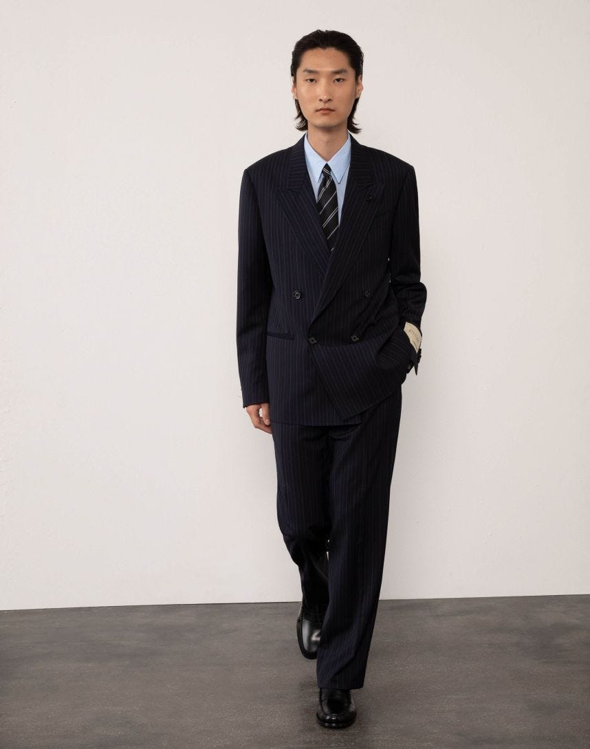 Attitude dark blue pinstripe suit