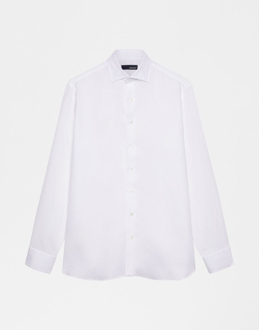 Camicia classica bianca in tela di lino 