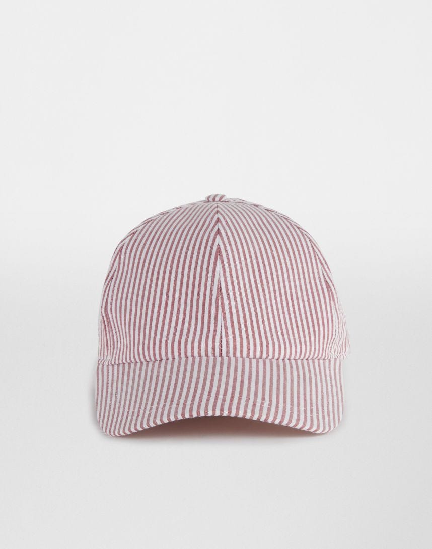 Two-tone baseball cap in pinstripe fabric
