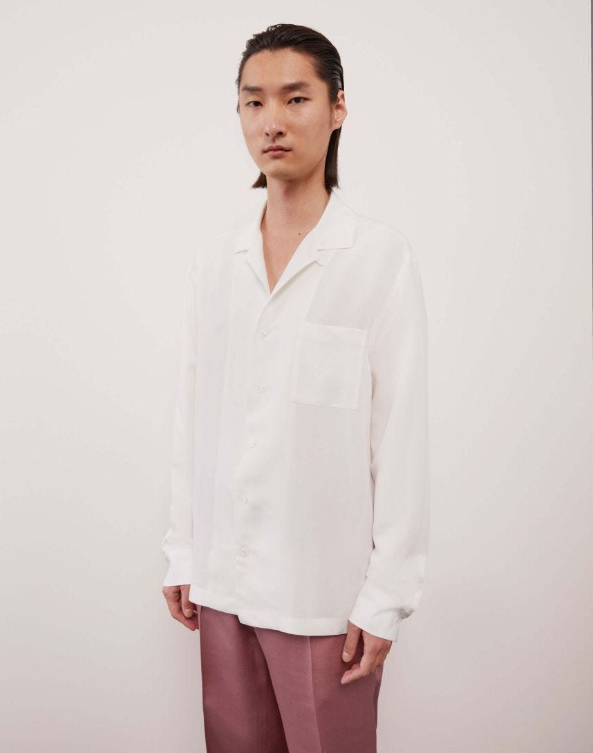 Attitude white relaxed shirt in rayon and linen